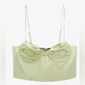 Zara Pale Green Satin Crop Top